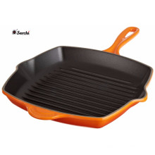 Esmalte cuadrado de hierro fundido Grill Pan